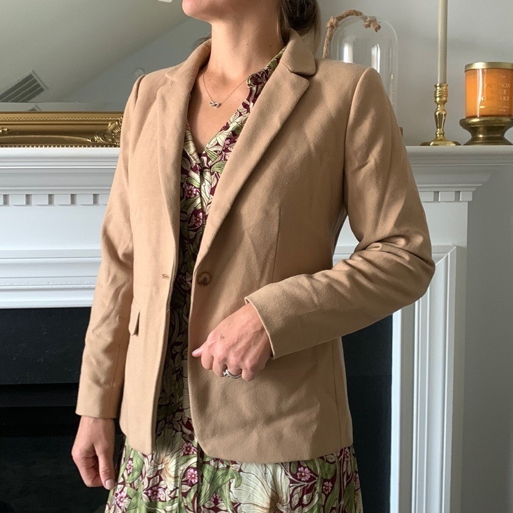 LOFT Outlet Petite Camel Tan Single Button Blazer Jacket 4P 516168